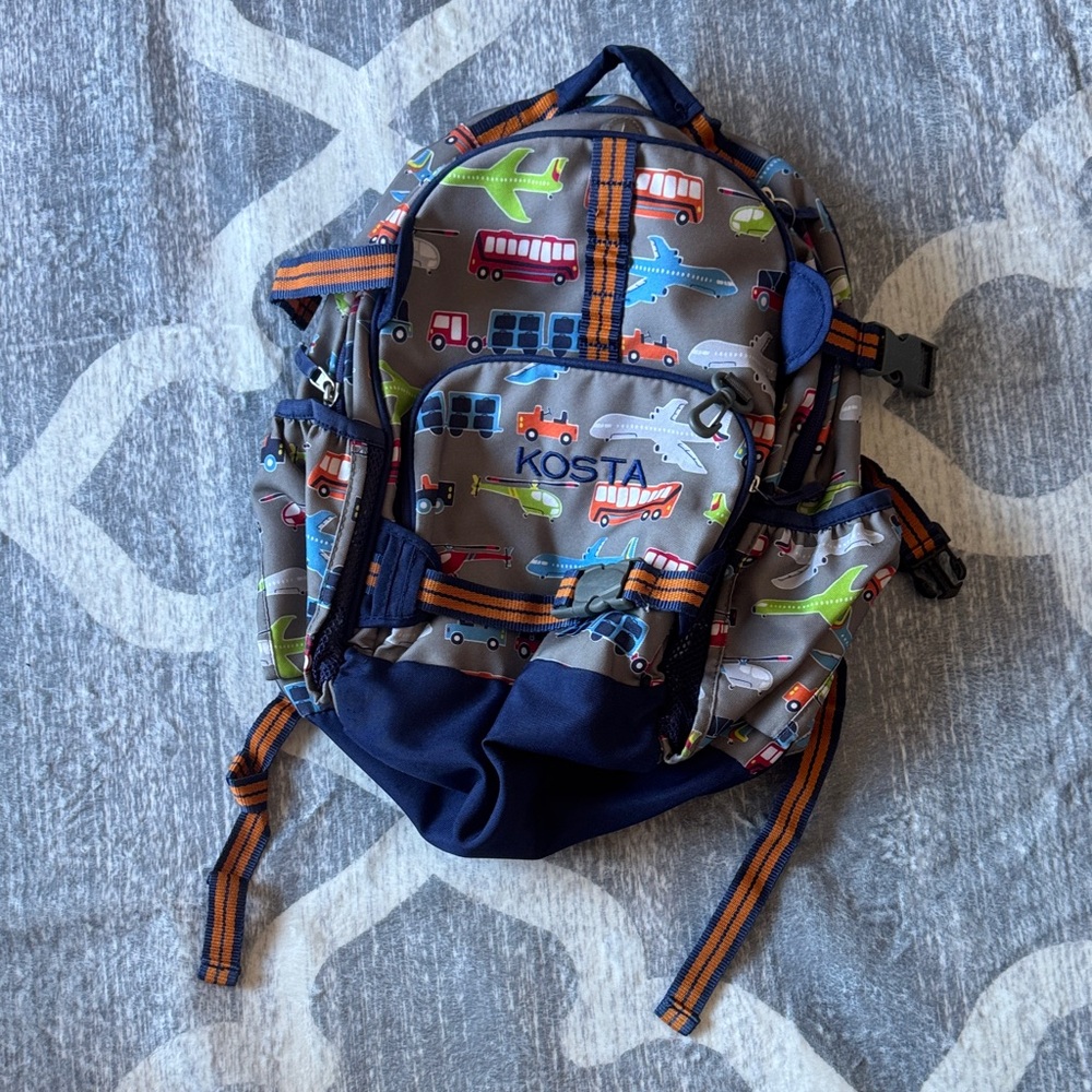 Pottery Barn Kids largest size Backpack with Airplane and Vehicle Print